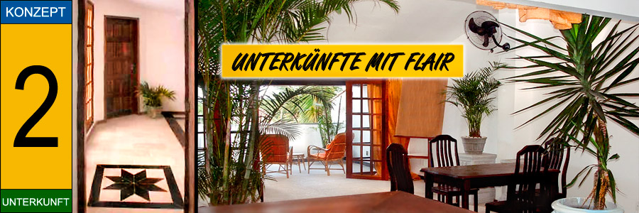 Konzept der Agentur Samba Nr. 2: Beratung zu Flügen und Vermittlung von Unterkünften mit Flair