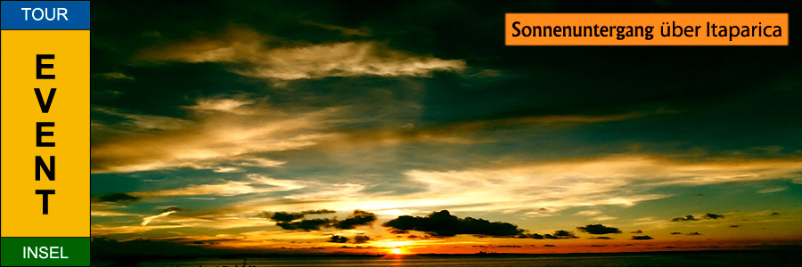 Tagestour auf die Insel Itaparica. Hier sehen Sie den Sonnenuntergang auf der Fahrt mit der Fähre. Ein Erlebnis.